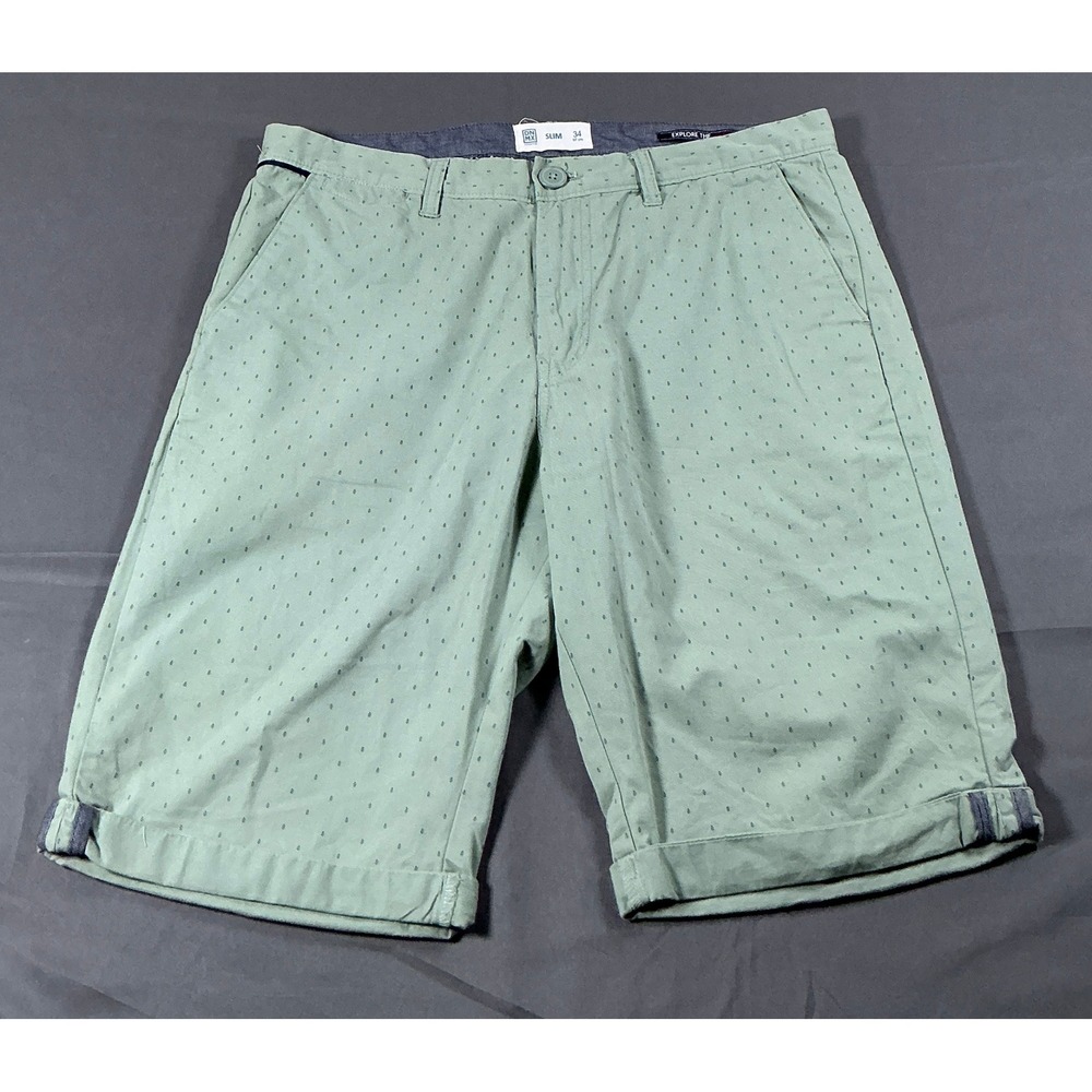 DNMX Slim Fit Chino Shorts Mens 34 Mint Green‎ Micro Dot Pattern TF22FMCWDX3472